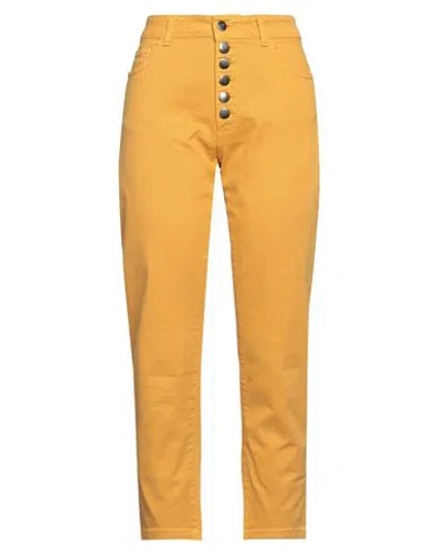 Jijil Woman Pants Marigold Size 28 Cotton, Elastane In Yellow
