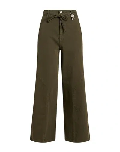 Jijil Woman Pants Military Green Size 25 Cotton, Elastane
