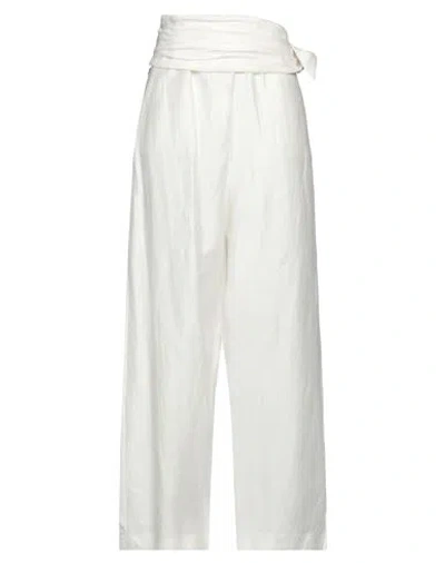 Jijil Woman Pants White Size 8 Linen, Polyamide