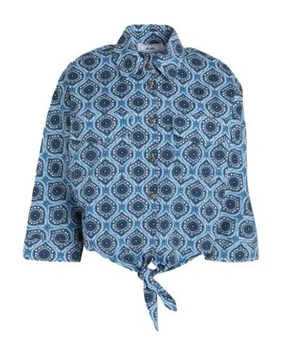 Jijil Woman Shirt Azure Size 4 Cotton In Blue
