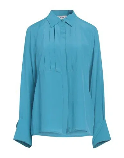 Jijil Woman Shirt Azure Size 6 Acetate, Silk