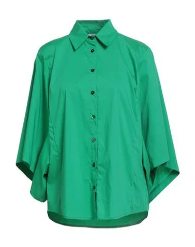 Jijil Woman Shirt Emerald Green Size 8 Cotton, Polyamide, Elastane