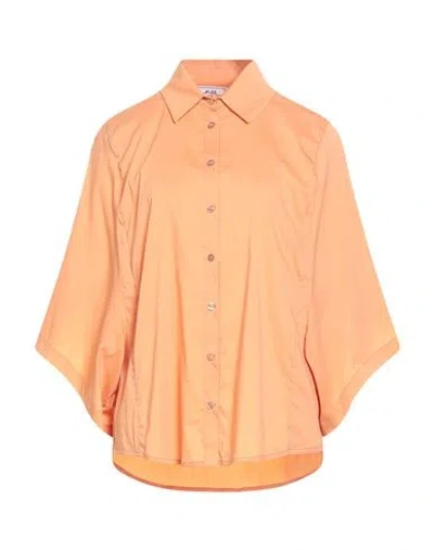 Jijil Woman Shirt Mandarin Size 8 Cotton, Polyamide, Elastane In Orange