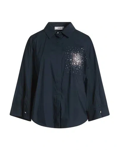 Jijil Woman Shirt Navy Size 12 Cotton, Polyamide, Elastane In Blue