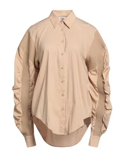 Jijil Woman Shirt Sand Size 10 Cotton, Polyamide, Elastane In Brown