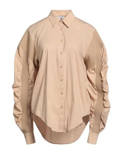 Jijil Woman Shirt Sand Size 10 Cotton, Polyamide, Elastane In Beige