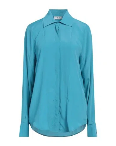 Jijil Woman Shirt Turquoise Size 6 Acetate, Silk In Blue