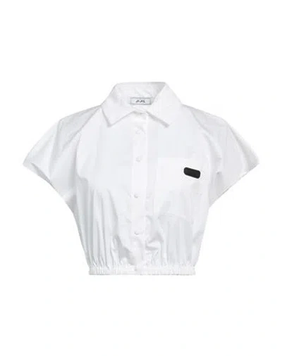 Jijil Woman Shirt White Size 2 Cotton, Polyamide, Elastane In Animal Print