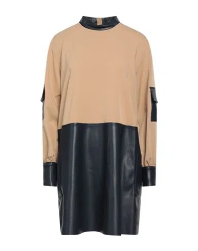 Jijil Woman Short Dress Camel Size 4 Polyester, Viscose, Elastane, Polyurethane Coated In Beige