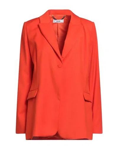 Jijil Woman Suit Jacket Orange Size 4 Polyester, Viscose, Elastane