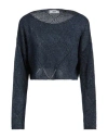 Jijil Woman Sweater Navy Size 4 Cotton, Polyester In Navy Blue