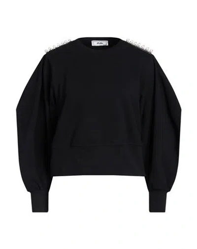 Jijil Woman Sweatshirt Black Size 4 Cotton, Elastane