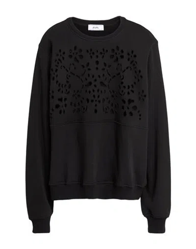 Jijil Woman Sweatshirt Black Size 4 Cotton, Polyester