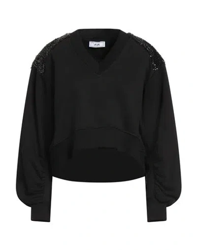 Jijil Woman Sweatshirt Black Size 6 Cotton, Polyester