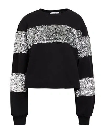 Jijil Woman Sweatshirt Black Size 8 Cotton, Polyester