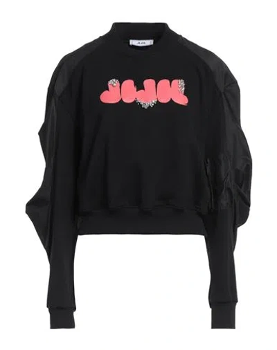 Jijil Woman Sweatshirt Black Size 8 Cotton, Polyester