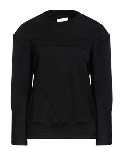 Jijil Woman Sweatshirt Black Size 6 Cotton, Polyester