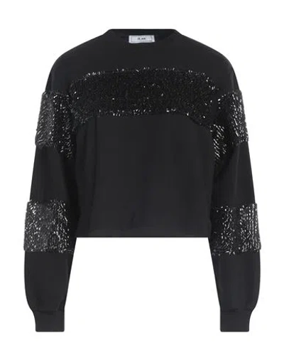 Jijil Woman Sweatshirt Black Size 8 Cotton, Polyester