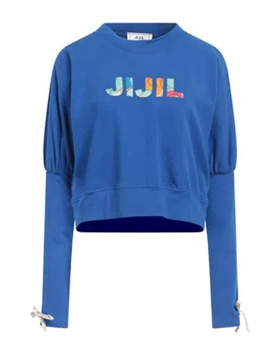 Jijil Woman Sweatshirt Bright Blue Size 4 Cotton, Elastane