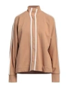 Jijil Woman Sweatshirt Camel Size 10 Cotton, Polyester In Beige