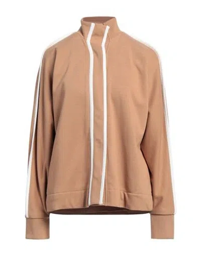 Jijil Woman Sweatshirt Camel Size 10 Cotton, Polyester In Beige