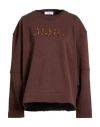 Jijil Woman Sweatshirt Chocolate Brown Size 8 Cotton, Polyester