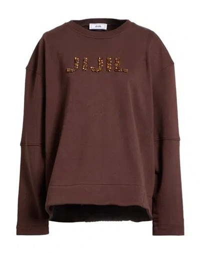 Jijil Woman Sweatshirt Chocolate Brown Size 8 Cotton, Polyester