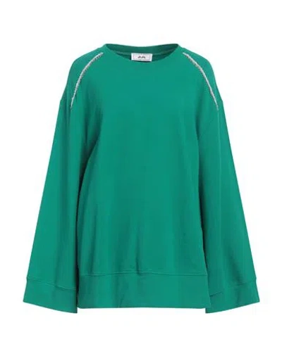 Jijil Woman Sweatshirt Emerald Green Size 10 Cotton, Elastane