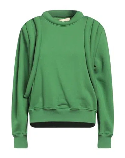 Jijil Woman Sweatshirt Green Size 8 Cotton, Polyester