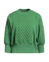 Jijil Woman Sweatshirt Green Size 6 Cotton, Polyester