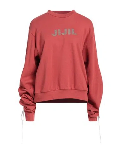 Jijil Woman Sweatshirt Rust Size 8 Cotton, Polyester In Red