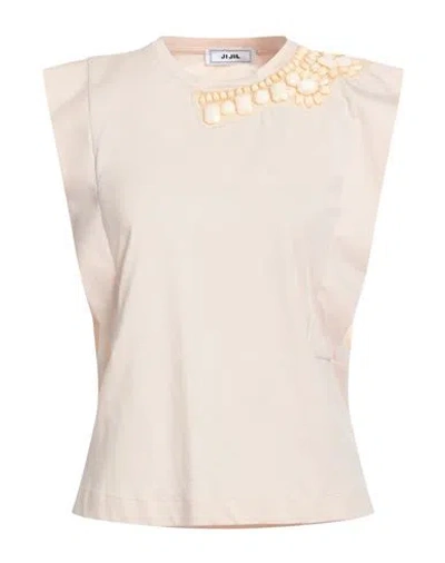 Jijil Woman T-shirt Beige Size 6 Cotton In Purple