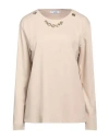 Jijil Woman T-shirt Beige Size 6 Viscose, Polyamide, Elastane In Beige