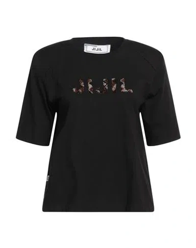 Jijil Woman T-shirt Black Size 8 Cotton