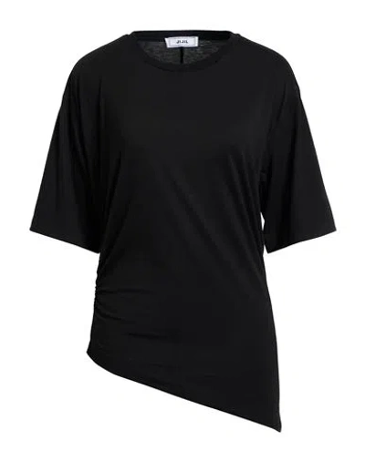 Jijil Woman T-shirt Black Size 8 Polyester, Viscose, Elastane