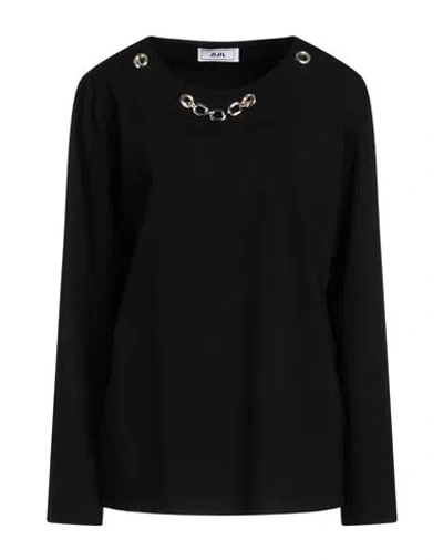 Jijil Woman T-shirt Black Size 10 Viscose, Polyamide, Elastane