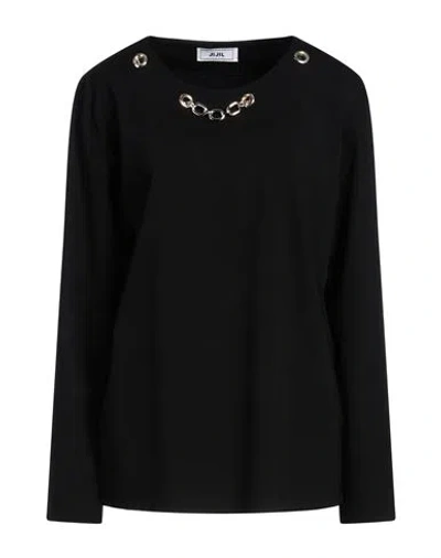 Jijil Woman T-shirt Black Size 8 Viscose, Polyamide, Elastane