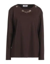 Jijil Woman T-shirt Brown Size 6 Viscose, Polyamide, Elastane