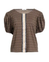Jijil Woman T-shirt Brown Size 6 Cotton In Brown