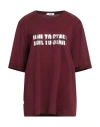 Jijil Woman T-shirt Burgundy Size 12 Cotton In Red