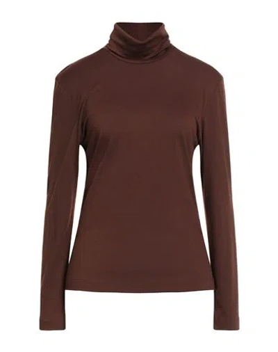 Jijil Woman T-shirt Chocolate Brown Size 8 Polyester, Viscose, Elastane