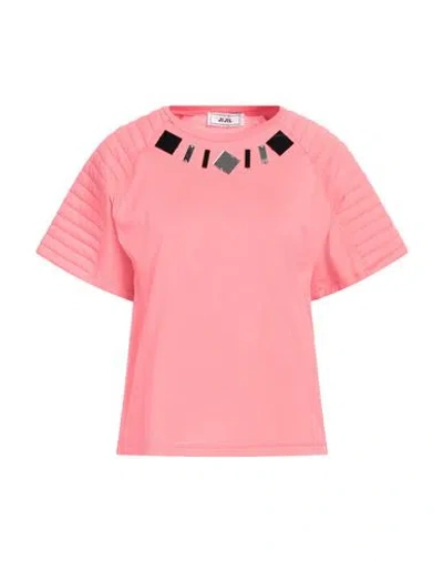 Jijil Woman T-shirt Coral Size 4 Cotton, Polyester