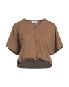 Jijil Woman T-shirt Khaki Size 6 Cotton In Brown