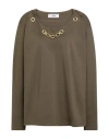 Jijil Woman T-shirt Military Green Size 8 Viscose, Polyamide, Elastane
