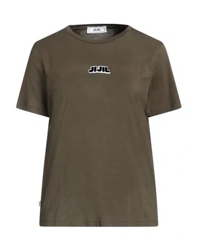 Jijil Woman T-shirt Military Green Size 6 Cotton