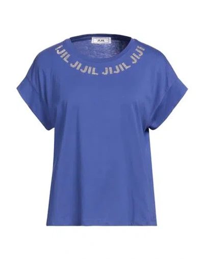 Jijil Woman T-shirt Purple Size 4 Cotton In Blue