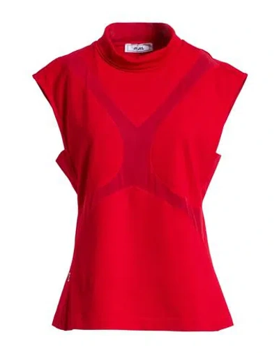 Jijil Woman T-shirt Red Size 8 Viscose, Polyester, Elastane