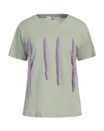 Jijil Woman T-shirt Sage Green Size 8 Cotton