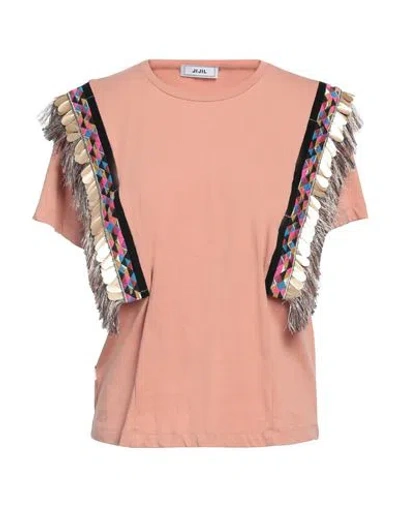 Jijil Woman T-shirt Salmon Pink Size 6 Cotton