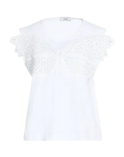 Jijil Woman T-shirt White Size 10 Cotton In Blue